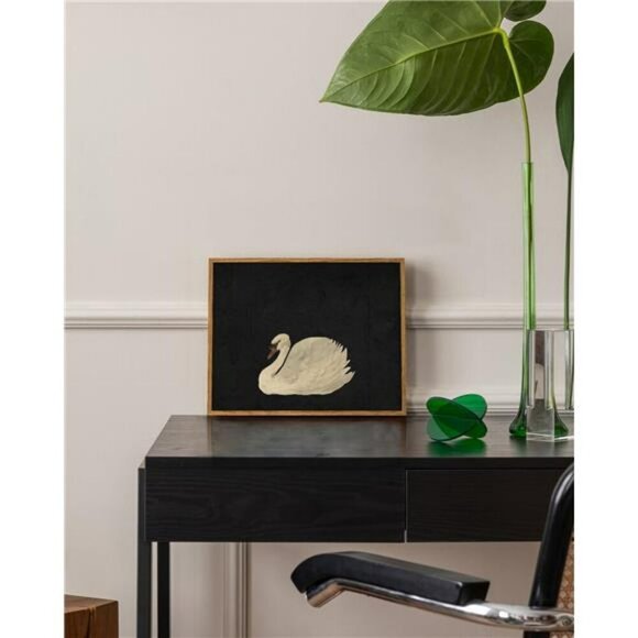 Swan Wall Art Framed Canvas Rustic Vintage Painting Decor for Living Room - Picture 4 of 8